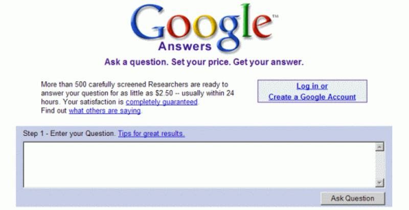 Los fracasos de Google: logo de Google Answers