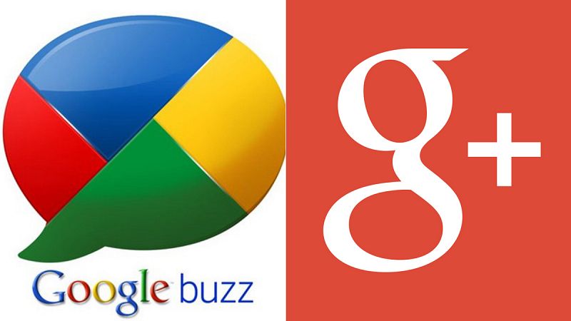 Fracasos de Google: logos de Google Buzz y Google+