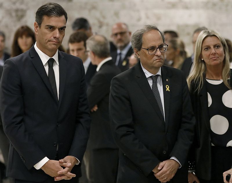 Pedro Sánchez y Quim Torra coinciden en el funeral de Montserrat Caballé
