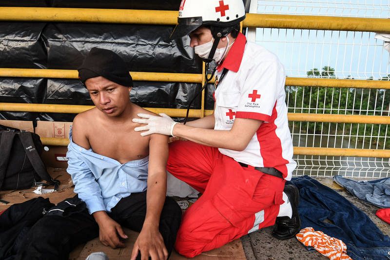  Migrantes hondureños en la caravana a Estados Unidos
