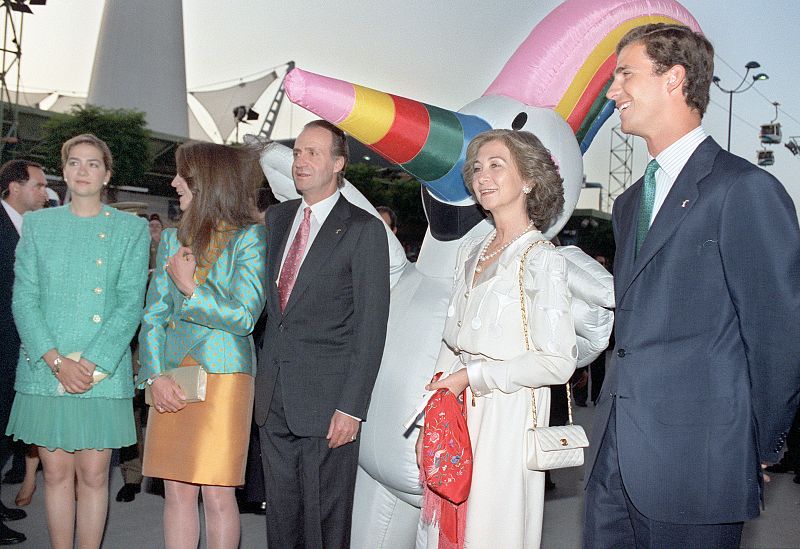 Los reyes Juan Carlos y Sofía en la inauguración de la Expo 92