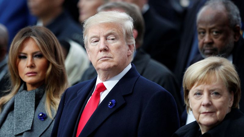 Trump y Merkel en la ceremonia de conmemoración del armisticio de la Primera Guerra Mundial