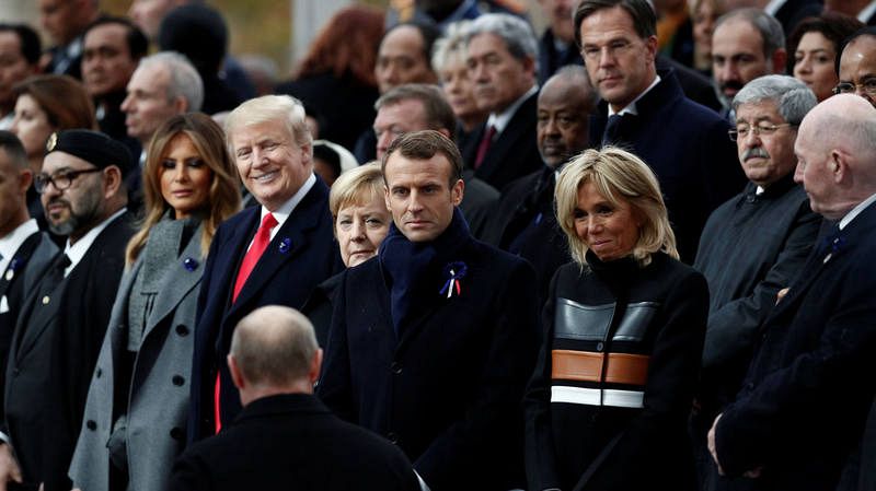  Putin se encuentra con Trump en la ceremonia que conmemora el centenario del armisticio de la Primera Guerra Mundial en París