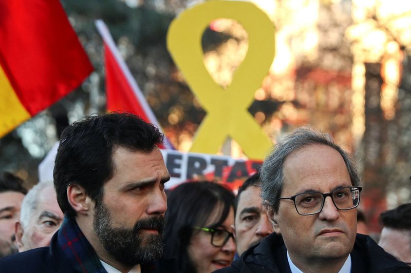 Roger Torrent y Quim Torra acuden al Tribunal Supremo para apoyar a los líderes independentistas