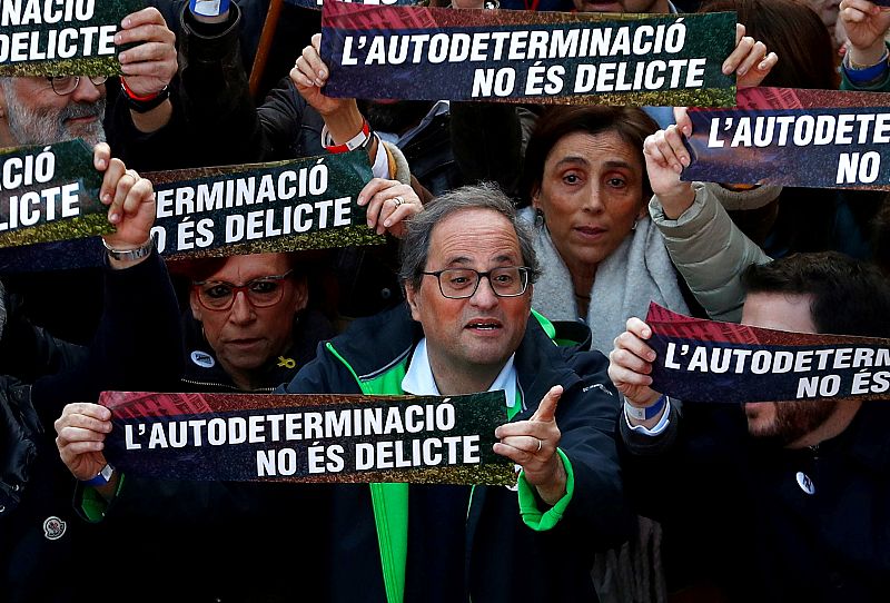 El presidente de la Generalitat, Quim Torra, en la manifestación