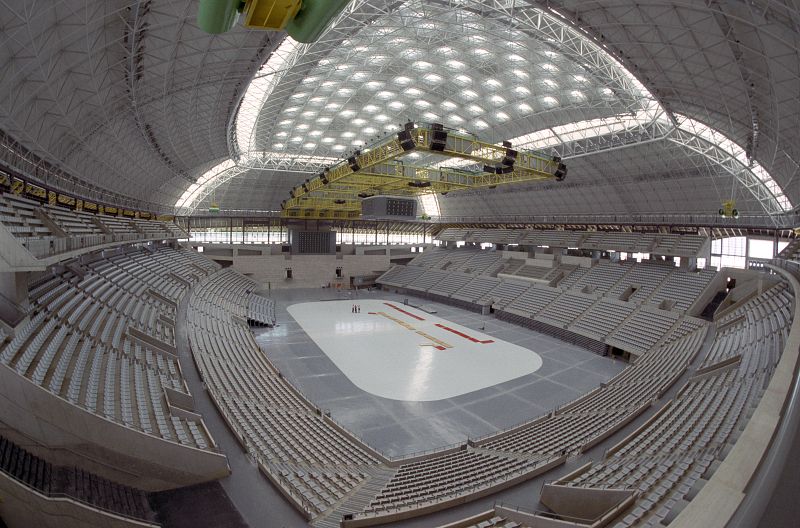 Vista general del interior del Palau Sant Jordi (1990).