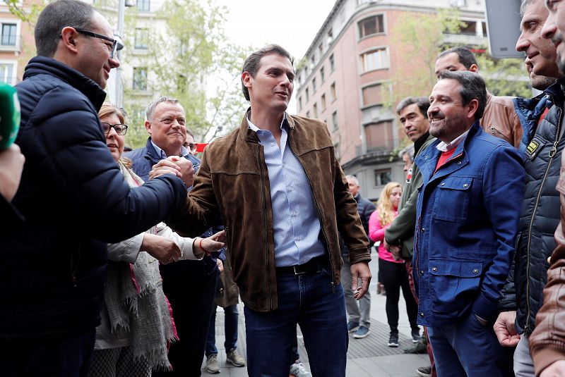 El líder de Ciudadanos, Albert Rivera, durante la manifiestación