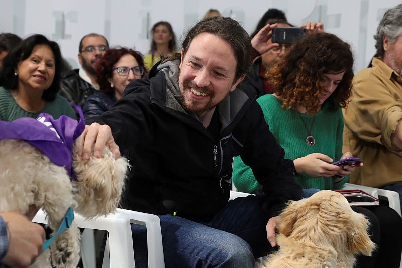 Pablo Iglesias participa en un acto contra el maltrato animal