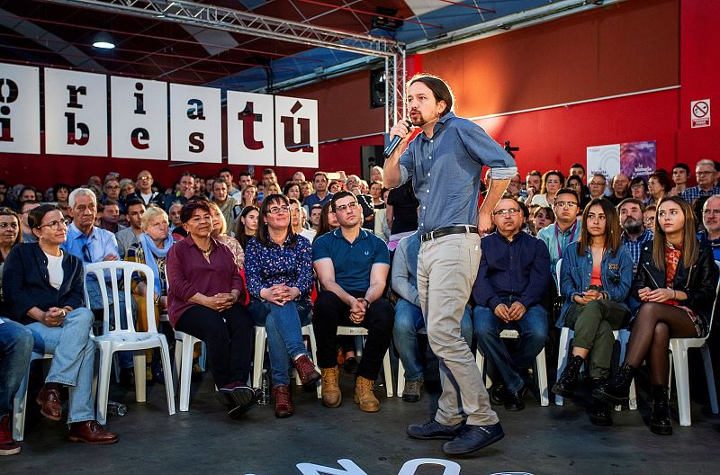 Mitin del secretario general de Podemos y candidato de Unidas Podemos a la Presidencia del Gobierno, Pablo Iglesias, en Miranda de Ebro (Burgos).