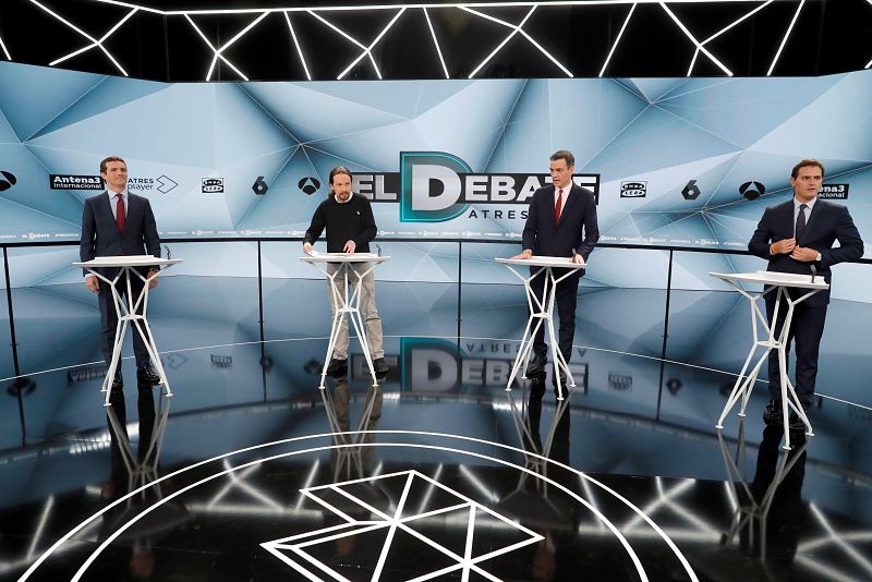 Los candidatos a La Moncloa, en el segundo debate a cuatro