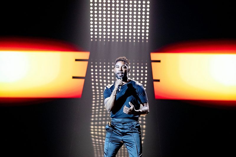 John Lundvik (Suecia) en su primer ensayo en Eurovisión 2019