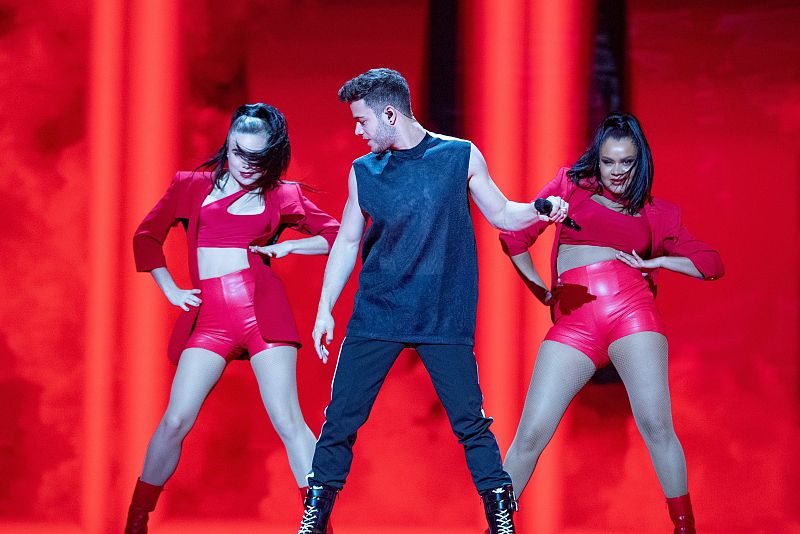 Luca Hänni (Suiza) en su primer ensayo en Eurovisión 2019