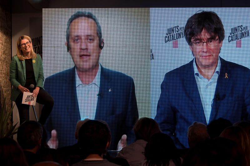 Puigdemont y Forn intervienen en un acto de JxCat desde Bruselas