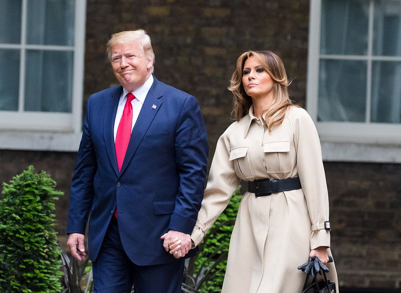 Llegada del matrimonio Trump a Downing Street