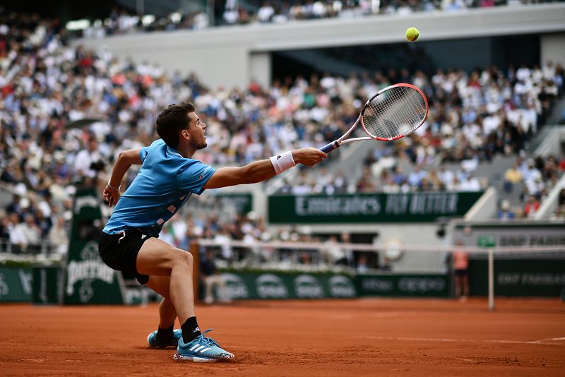 Imágen del esfuerzo de Thiem durante la final ante Nadal.