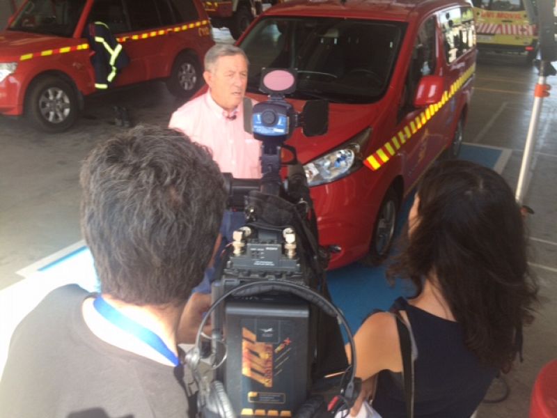 Luis Villarroel en un momento de la conversación que mantuvimos en julio de 2019 sobre incendios forestales en el parque de Bomberos de Las Rozas, en Madrid.