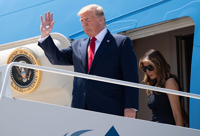 El presidente de Estados Unidos, Donald TRump, llega al aeropuerto de El Paso, después de visitar Dayton