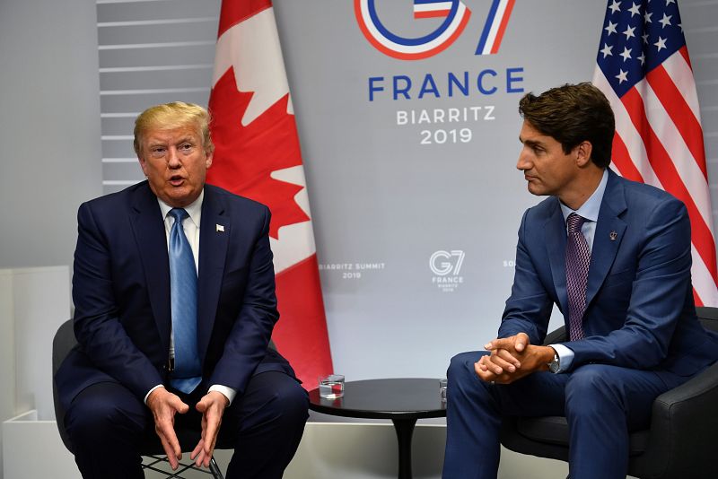 El primer ministro de Canadá, Justin Trudeau, con el presidente de Estados Unidos, Donald Trump