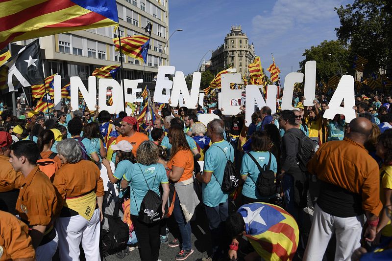 Arranca la manifestación convocada por la ANC en Barcelona con motivo de la Diada, bajo el lema "Objetivo Independencia".