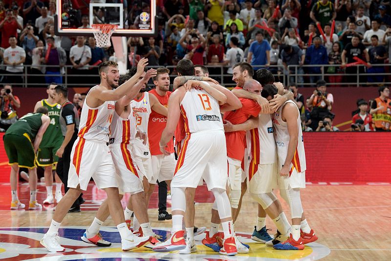 España - Australia: celebración