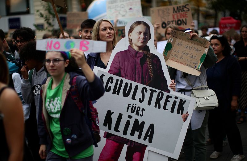 La figura de Greta Thunberg ha estado muy presente en las cientos de manifestaciones celebradas en todo el mundo, organizadas por "Fridays for Future". Aquí, en Viena (Austria).