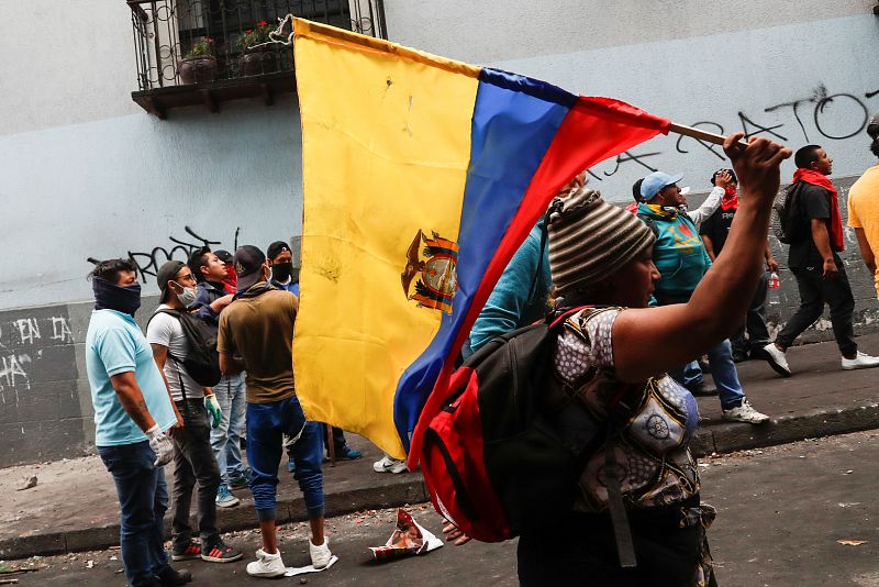 Protests against Ecuador's President Lenin Moreno's austerity measures, in Quito