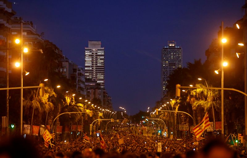 Manifestantes independentistas en contra de la sentencia dictada por el Tribunal Supremo.