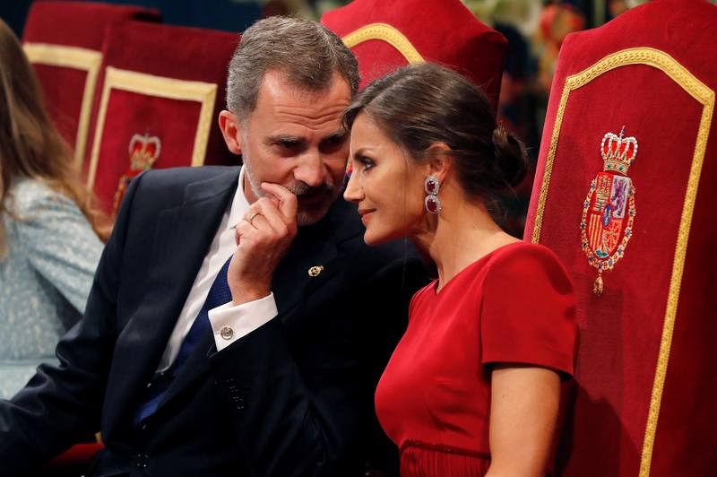 Los reyes Felipe y Letizia, durante la ceremonia de entrega de los Premios Princesa de Asturias 2019 en el Teatro Campoamor de Oviedo.