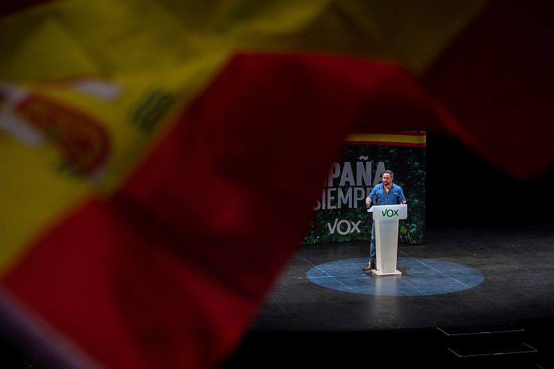 Santiago Abascal, durante un acto en Santander
