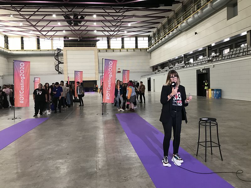 Noemí Galera da la bienvenida a la decimoprimera edición de OT en la fase 1 del casting de OT 2020 en Barcelona