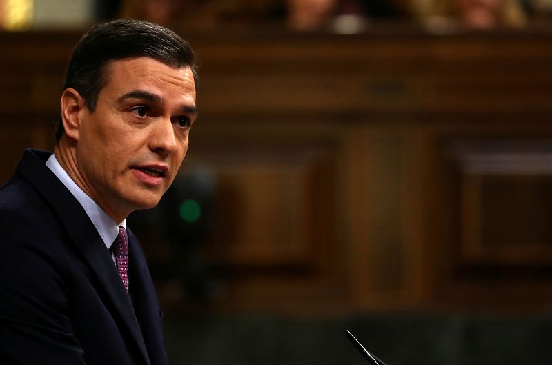 El candidato socialista y presidente del Gobierno en funciones, Pedro Sánchez, durante su intervención en el Congreso de los Diputados.