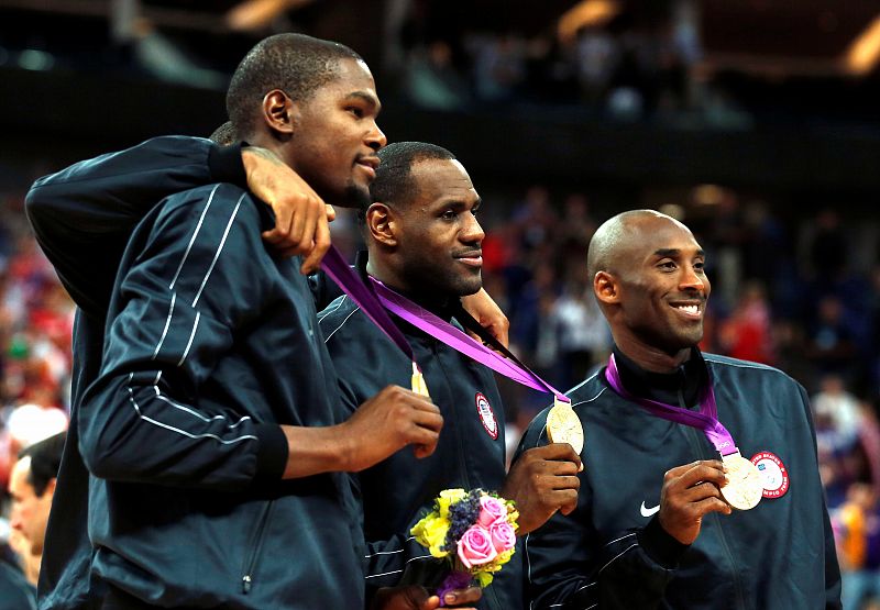 Durant, James y Kobe, con el oro olímpico obtenido en Londres 2012