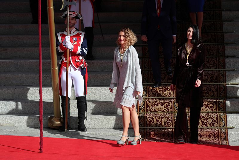 La presidenta del Congreso de los Diputados, Maritxel Batet, a su llegada a la cámara baja antes de la apertura de la ceremonia.