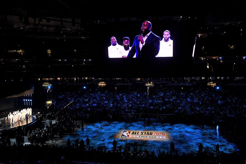 El legendario Magic Johnson ha dado un discurso antes de que comenzara el partido de las estrellas, recordando especialmente la figura de Kobe Bryant.