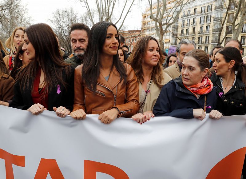 La vicealcaldesa de Madrid, Begoña Villacís, la consejera madrileña de Cultura y Turismo, Marta Rivera, la líder de Ciudadanos en Cataluña Lorena Roldán, y el diputado de Ciudadanos Edmundo Bal, entre otros, en la manifestación por el Día de la Mujer