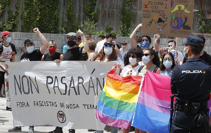 Elecciones gallegas 2020: Protestas por el mitin de Vox en Ribeira (A Coruña)