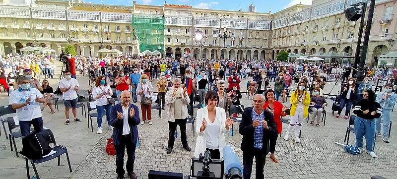 Elecciones gallegas 2020: El último mitin del BNG, en la plaza de María Pita en A Coruña