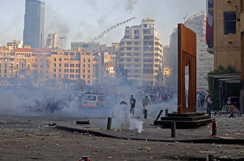 Enfrentamientos con las fuerzas de seguridad en el centro de Beirut