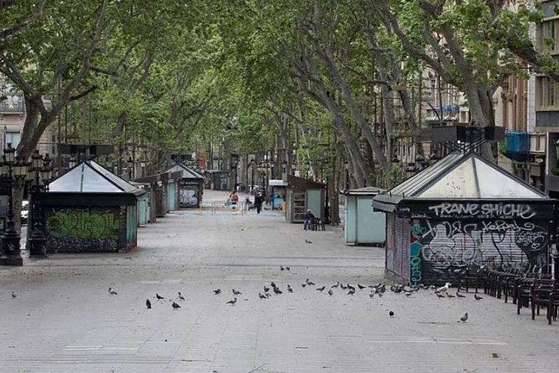 2020, un any marcat per la COVID - La Rambla de Barcelona buida durant l'Estat d'Alarma