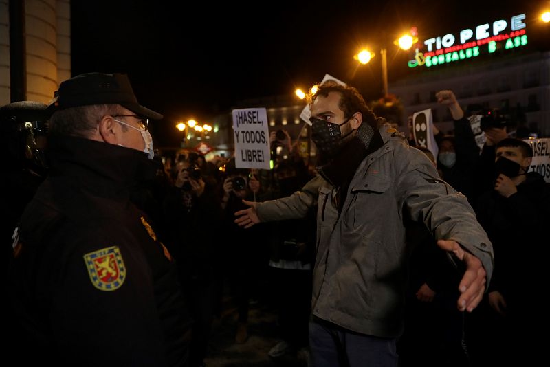 Manifestación en Madrid por la detención de Pablo Hasel