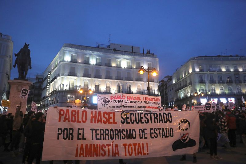 Manifestación en Madrid por la detención de Pablo Hasel