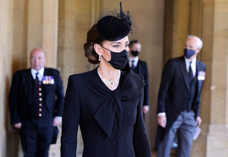 Catalina, duquesa de Cambridge, durante el funeral por Felipe de Edimburgo.