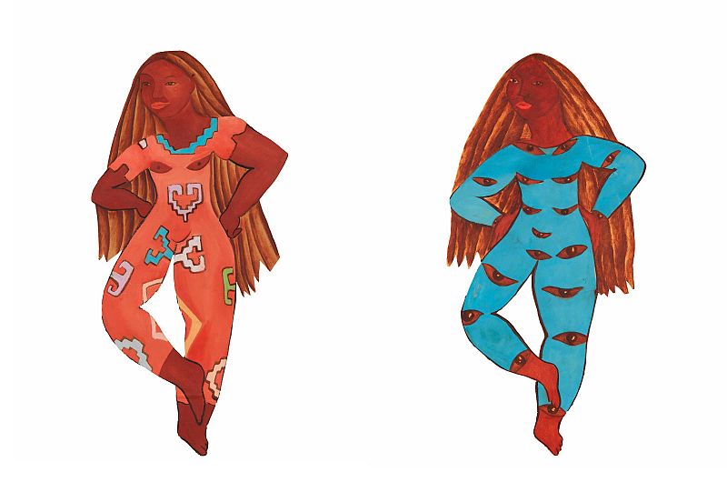 India roja recortada (1976) / India azul recortada (1976)