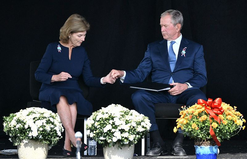 George W. Bush y Laura Bush, en Shanksville