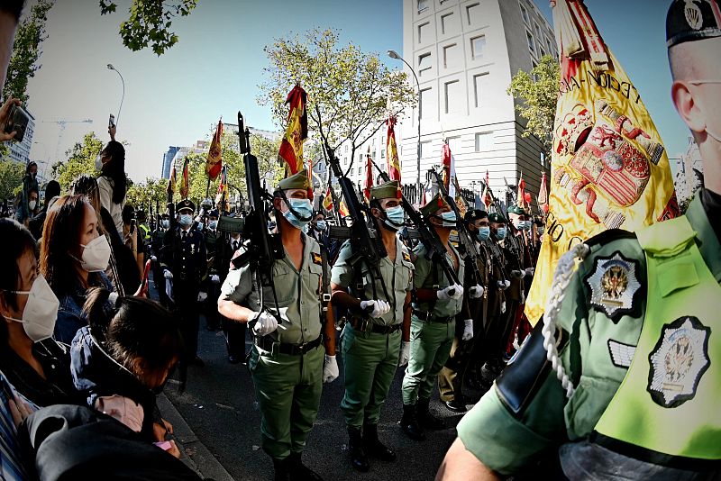 Miembros de la Legión participan en el desfile de la Fiesta Nacional de este 12 de octubre de 2021