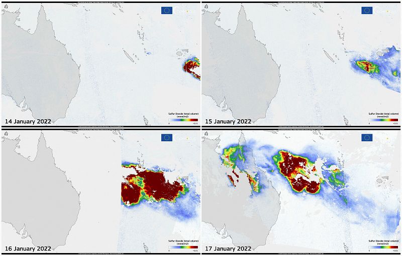 Evolución de la nube de SO2