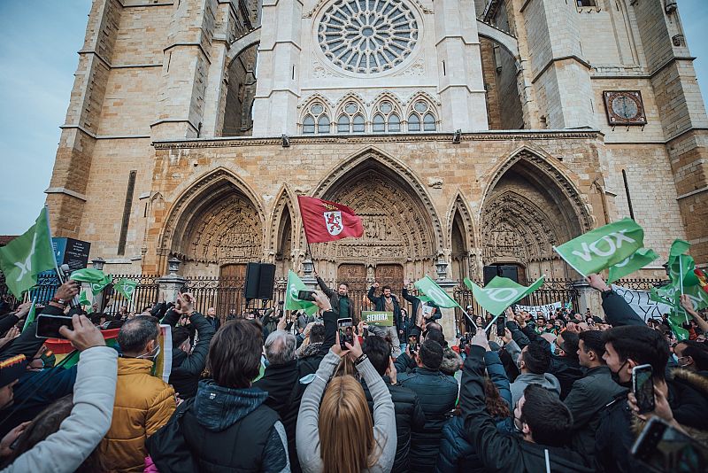 Santiago Abascal, en un acto de campaña en León