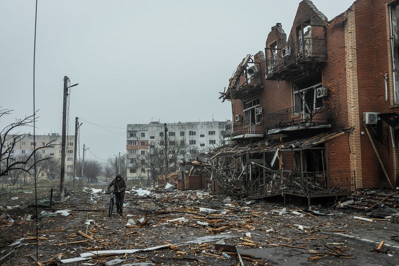 Imagen de los bombardeos en Makariv