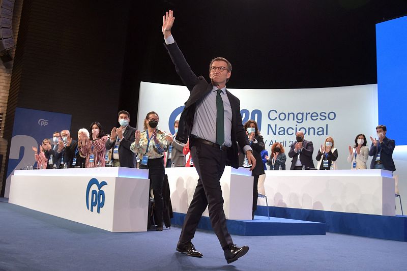 Feijóo tras ser elegido nuevo líder del PP con el 98,35% de los votos