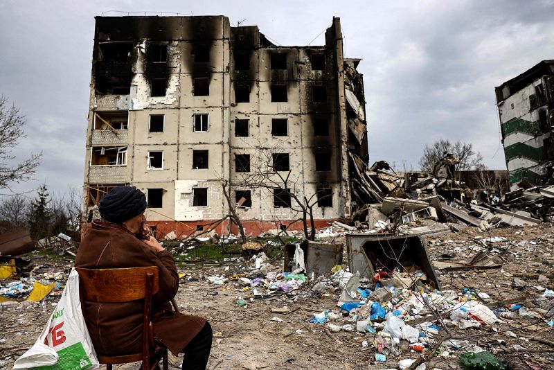 Un edificio derrumbado en la ciudad de Borodianka, al noroeste de Kiev. 